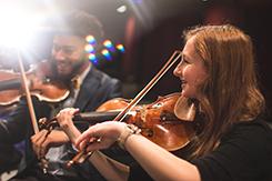 Student plays with ensemble in Mabry concert hall