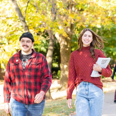 Students walking on campus