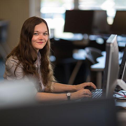 Cara Upton in Technology building