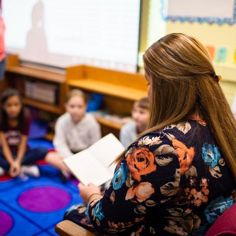 Teacher in a kindergarten class