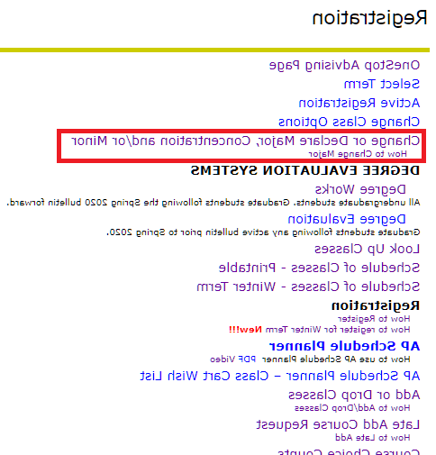 AP Web Self Service - Change Major